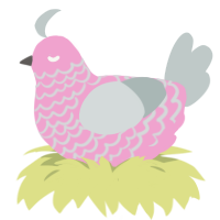 A pink and silver chicken with a lace pattern