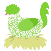 A white and grass chicken with a double-lace pattern
