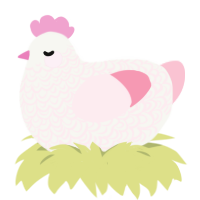 A white and rose chicken with a double-lace pattern