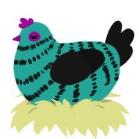(unnamed), a turquoise and black chicken with a bar pattern