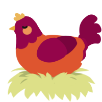 A vermilion and maroon chicken with a head pattern
