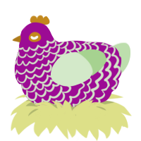 A plum and gluppy chicken with a lace pattern