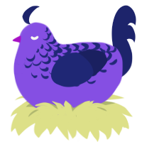 A blurple and navy chicken with a half-lace pattern
