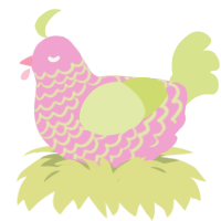 A pink and lemon chicken with a lace pattern