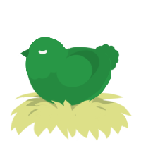 Spectrum Green, a viridian chicken with a head pattern