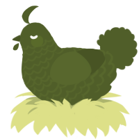 A olive chicken with a lace pattern