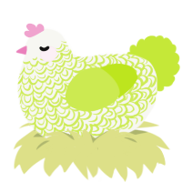 A white and lime chicken with a double-lace pattern