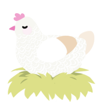 A white and cream chicken with a double-lace pattern