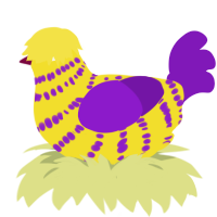 (unnamed), a yellow and violet chicken with a bar pattern
