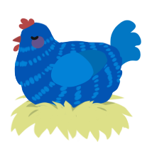 (unnamed), a ultramarine and sapphire chicken with a bar pattern