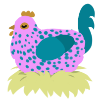 Ryzeal, a lavender and sea chicken with a speckle pattern
