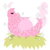 A viridian and leaf chicken with a speckle pattern