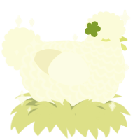 A white chicken with a lace pattern