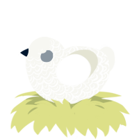 minisisi, a white chicken with a double-lace pattern
