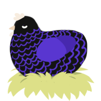 A black and indigo chicken with a lace pattern