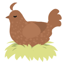A brown chicken with a speckle pattern