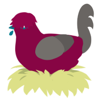 Juvenile Delinquent, a maroon and grey chicken