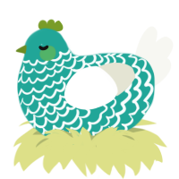 (unnamed), a turquoise and white chicken with a lace pattern