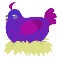 A indigo and plum chicken with a lace pattern
