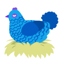 A sky and ultramarine chicken with a lace pattern
