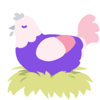 A blurple and rose chicken with a head pattern
