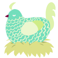 A mint and apple chicken with a lace pattern