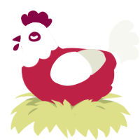 A crimson and white chicken with a head pattern