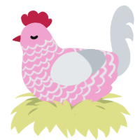 April, a pink and mist chicken with a lace pattern