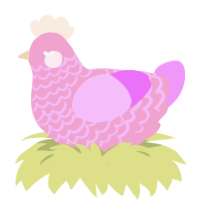 A pink and lavender chicken with a lace pattern