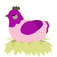 A rose and plum chicken with a head pattern