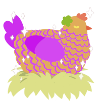 sunset dream, a orange and amethyst chicken with a lace pattern