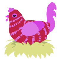 (unnamed), a crimson and orchid chicken with a bar pattern