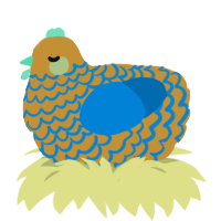 A gold and sapphire chicken with a lace pattern