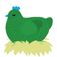 A viridian chicken with a lace pattern