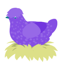 A blurple chicken with a speckle pattern