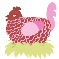 (unnamed), a red and pink chicken with a lace pattern
