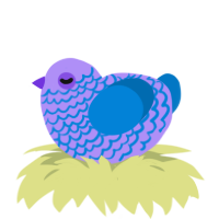 Blanket, a lilac and sapphire chicken with a lace pattern
