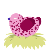 Cherry, a pink and maroon chicken with a speckle pattern