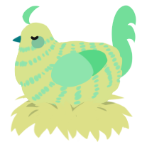 Spring Dream, a lemon and spring chicken with a bar pattern