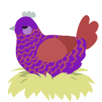 (unnamed), a violet and red chicken with a lace pattern