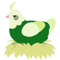 A leaf and apple chicken with a head pattern