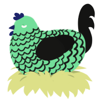 A spring and black chicken with a lace pattern