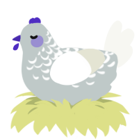 A silver and white chicken with a half-lace pattern