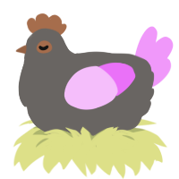 g, a grey and lavender chicken