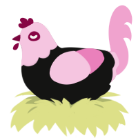 hot topic, a black and pink chicken with a head pattern