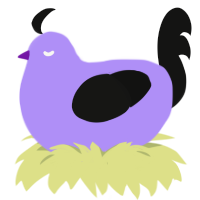 Taro, a lilac and black chicken
