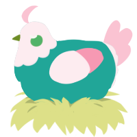 Truck, a turquoise and rose chicken with a head pattern