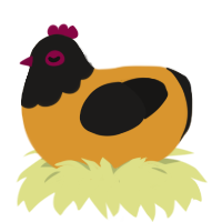 vest, a orange and sable chicken with a head pattern