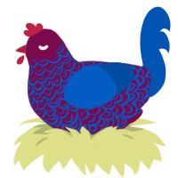 vivid, a wine and ultramarine chicken with a double-lace pattern