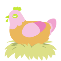 A honey and pink chicken with a head pattern